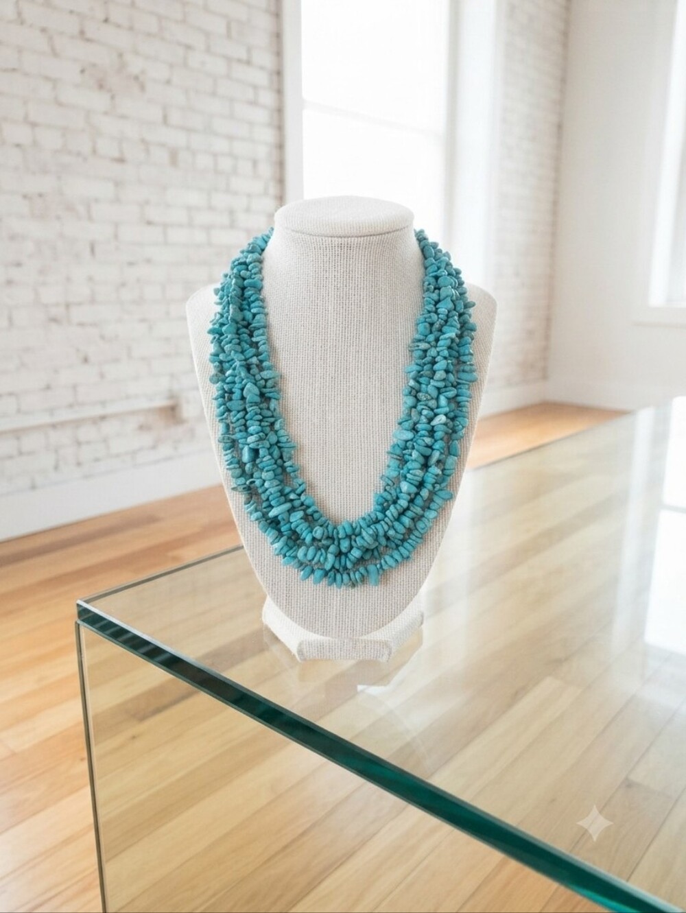 Turquoise Multi-Strand Chip Necklace - Women Jewelry